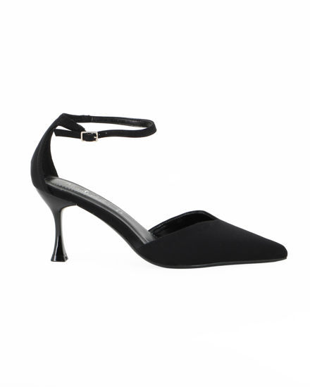 Immagine di MISS GLOBO - Décolleté nera in lycra con cinturino alla caviglia e sottopiede in memory foam, tacco 7,5CM