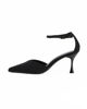 Immagine di MISS GLOBO - Décolleté nera in lycra con cinturino alla caviglia e sottopiede in memory foam, tacco 7,5CM