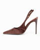 Immagine di MISS GLOBO - Décolleté slingback marrone in velluto con lavorazione floreale e sottopiede in VERA PELLE, tacco 10,5CM