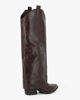 Immagine di ZOE - Stivale marrone texano con risvolto e zip laterale, tacco 6CM