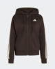 Immagine di ADIDAS - FELPA DONNA FULL ZIP CON CAPPUCCIO MARRONE ESSENTIALS 3- STRIPES - KX0784