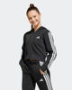 Immagine di ADIDAS - FELPA FULL ZIP CON CAPPUCCIO JUNIOR ( 7-15 ANNI)  ESSENTIALS NERA CON 3 BANDE BIANCHE , JJ0956
