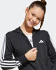 Immagine di ADIDAS - FELPA FULL ZIP CON CAPPUCCIO JUNIOR ( 7-15 ANNI)  ESSENTIALS NERA CON 3 BANDE BIANCHE , JJ0956