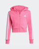 Immagine di ADIDAS - FELPA FULL ZIP CON CAPPUCCIO JUNIOR ( 7-15 ANNI)  ESSENTIALS ROSA CON 3 BANDE BIANCHE , JY4983