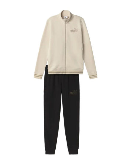 Immagine di PUMA - TUTA COMPLETA ESS+RHINESTONE PANNA E NERA CON DETTAGLI DORATI DA DONNA, 696927-87