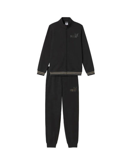 Immagine di PUMA - TUTA COMPLETA JUNIOR  (7-16 ANNI) FULL ZIP ESSENTIALS +RHINESTONE SUIT NERA  CON DETTAGLI ORO, 696951-01