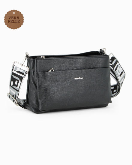 Immagine di NARDINI - Borsa nera due scomparti zip e tasca frontale con zip VERA PELLE - MADE IN ITALY