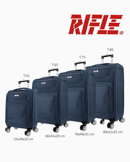 Immagine di RIFLE - TROLLEY BLU IN TESSUTO CON DOPPIA TASCA FRONTALE E 4 RUOTE
