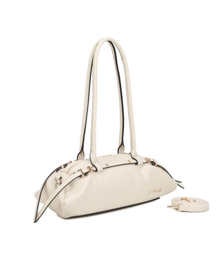 Immagine di RIFLE - Borsa a spalla beige con fibbie, tracolla removibile