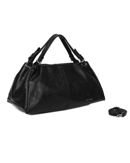 Immagine di RIFLE - Borsa due manici nera con tasca posteriore, tracolla removibile