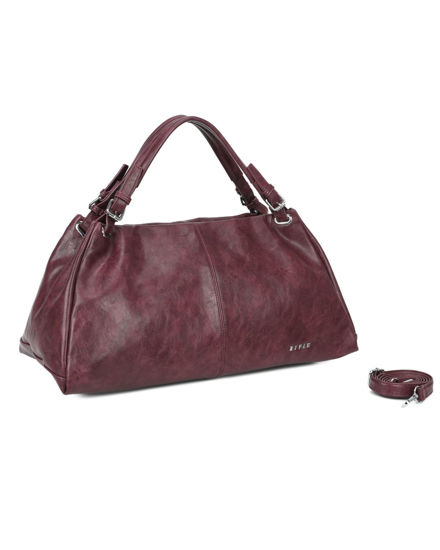 Immagine di RIFLE - Borsa due manici bordeaux con tasca posteriore, tracolla removibile