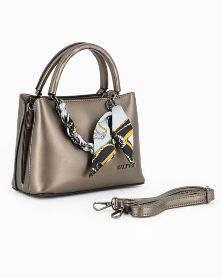 Immagine di NARDINI - Minibag canna fucile con tre scomparti principali e catena con foulard, tracolla removibile
