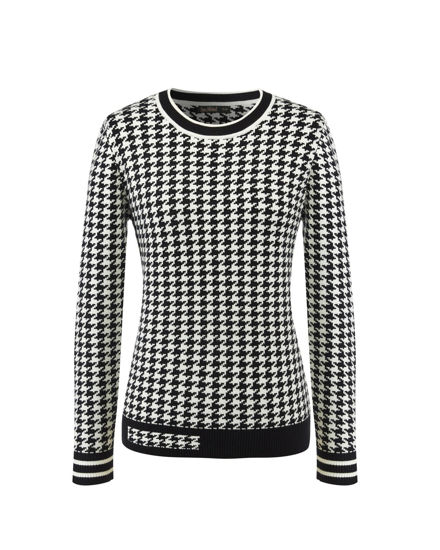 Immagine di BACHATA - Maglia manica lunga nero e bianco Pied De Poule