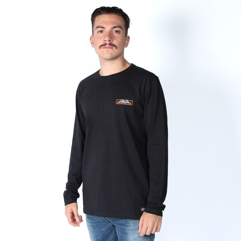 B&A - T-SHIRT NERA MANICA LUNGA CON STEMMA