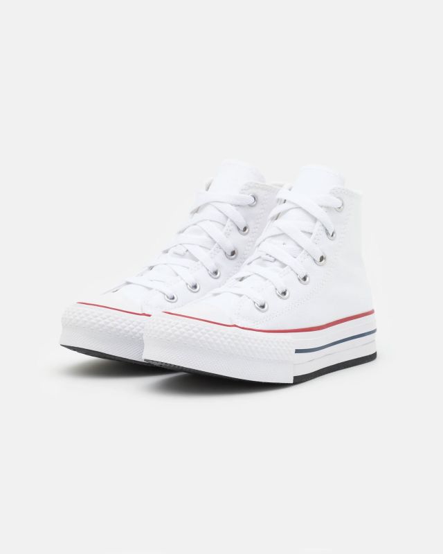 CONVERSE - Sneaker in tela platform bianca da bambina, numerata 31/35 - CHUCK TAYLOR ALL STARS LIFT PLATFORM