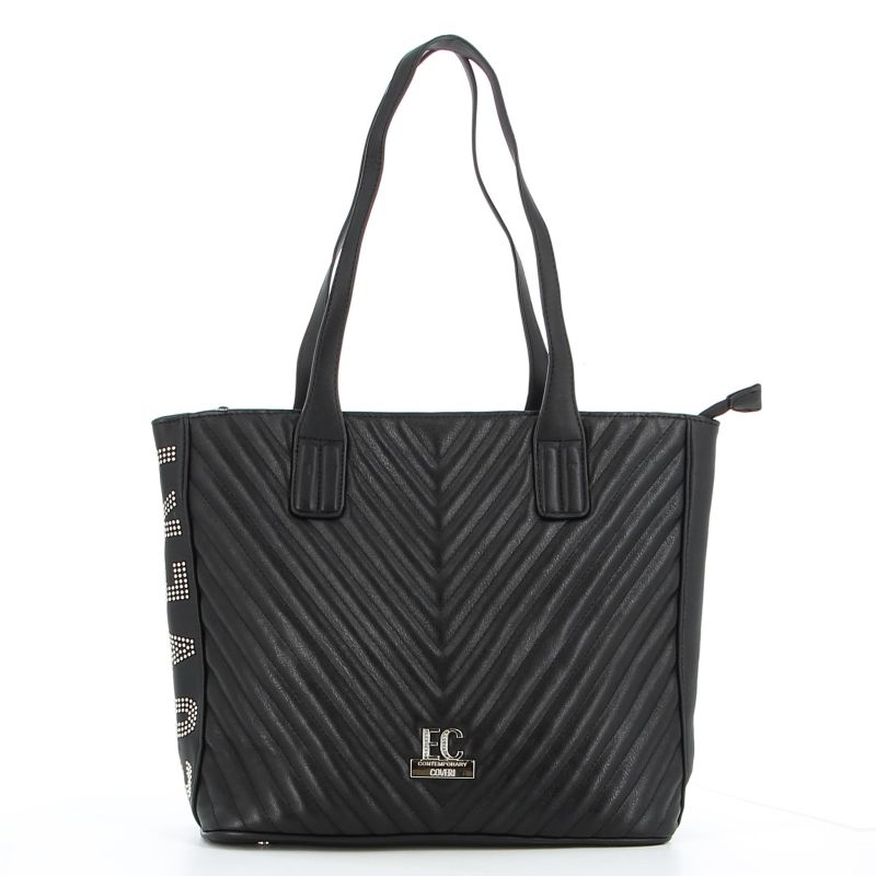 COVERI -  Borsa shopping nera trapuntata