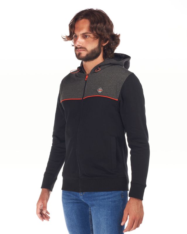 FELPA FULL ZIP CON CAPPUCCIO BICOLORE