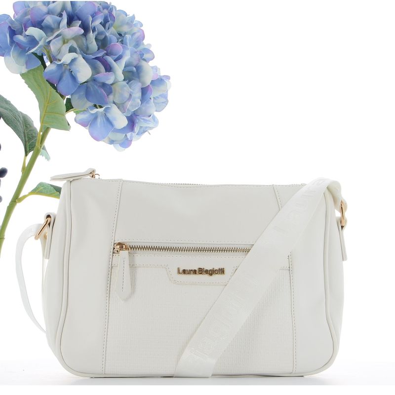 LAURA BIAGIOTTI - Borsa con tracolla regolabile con tasca frontale lavorazione effetto intreccio