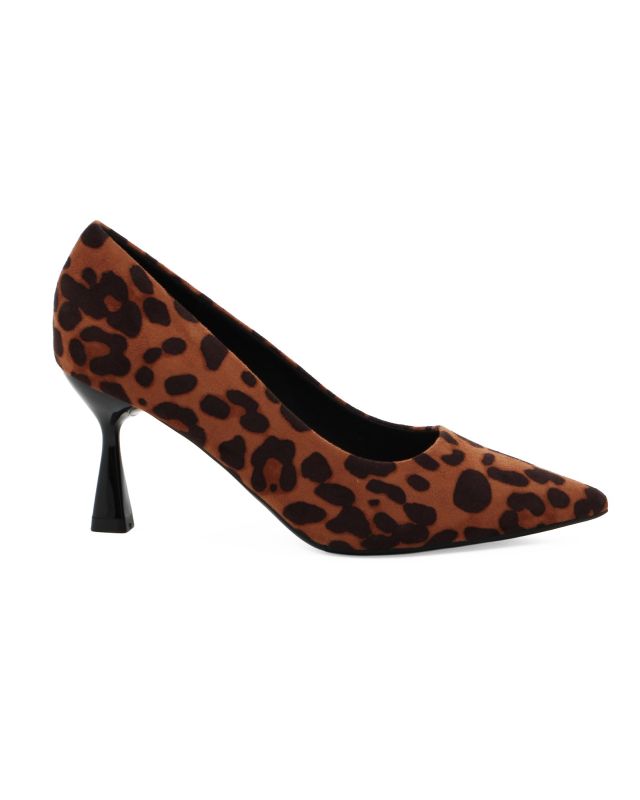 MISS GLOBO - Décolleté leopardata scamosciata con sottopiede in VERA PELLE, tacco 7,5CM