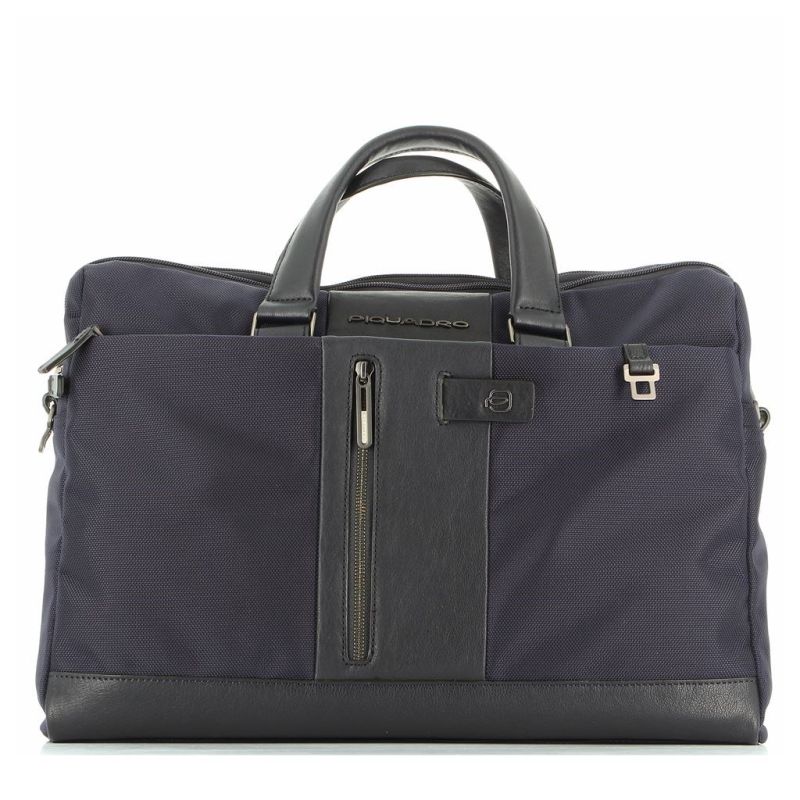 PIQUADRO - Cartella porta pc 15,6" e porta tablet 10,5" con dettagli in  VERA PELLE