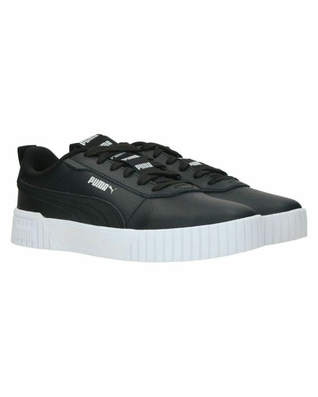 PUMA - Sneakers da donna nera in VERA PELLE con dettagli argento e soletta in memory foam - CARINA 2.0 TAPE