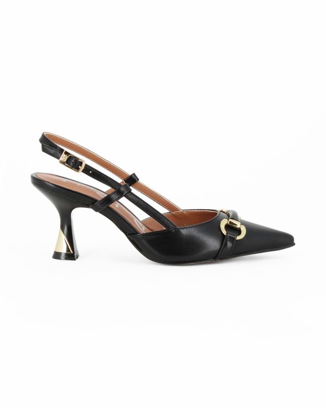 RENATO BALESTRA - Décolleté slingback nera con sottopiede in VERA PELLE e morsetto, tacco 6,5CM