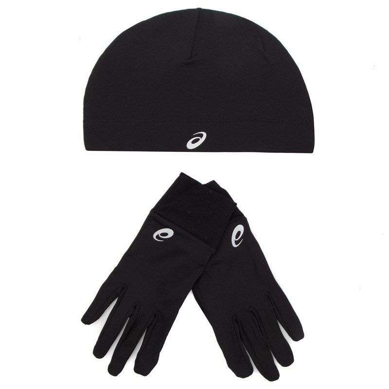 SET GUANTI+BERRETTO RUNNING PACK BLACK