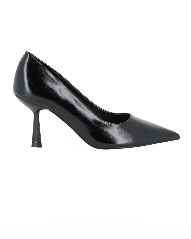 LADY GLOBO - Décolleté nera in lycra con sottopiede in VERA PELLE e calzata comoda, tacco 8CM