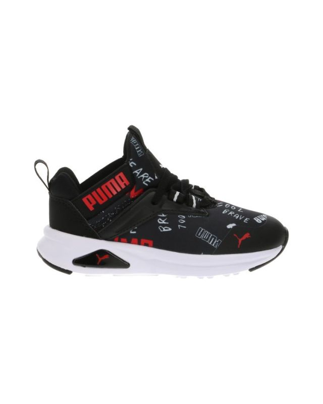 PUMA - Sneakers da bambino nera e rossa con dettagli bianchi e soletta in memory foam, numerata 28/35 - ENZO 2 REFRESH BRAND LOVE AC PS