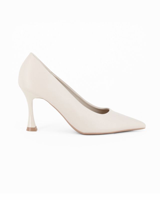 MISS GLOBO - Décolleté avorio con sottopiede in VERA PELLE, tacco 8CM