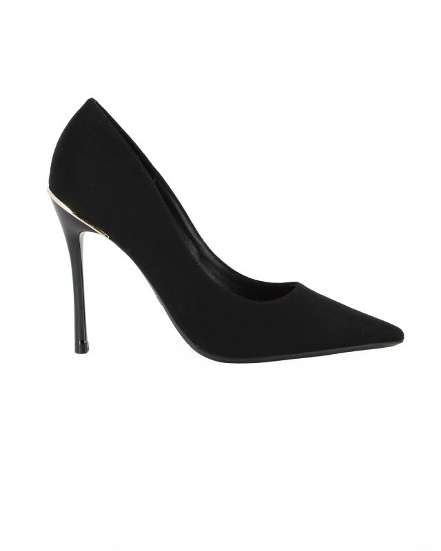 MISS GLOBO - Décolleté nera scamosciata con sottopiede in VERA PELLE, tacco 10,5CM
