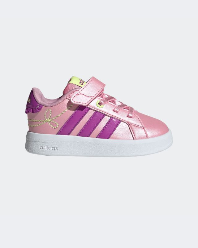 ADIDAS - SNEAKERSK BABY GRAND COURT 3.0 EL TD ROSA CON DETTAGLI VIOLA E VERDE FLUO DAL 19 AL 27 , KI1757