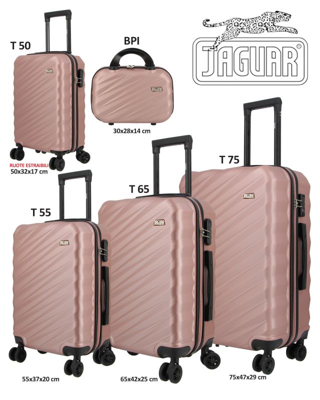 JAGUAR - TROLLEY ROSA IN ABS CON 4 RUOTE DOPPIE CON TSA NELLA MISURA MEDIA E GRANDE