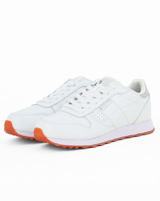 SKECHERS OLD SCHOOL COOL - Sneakers da donna bianca con dettagli argento glitter e soletta in memory foam traspirante