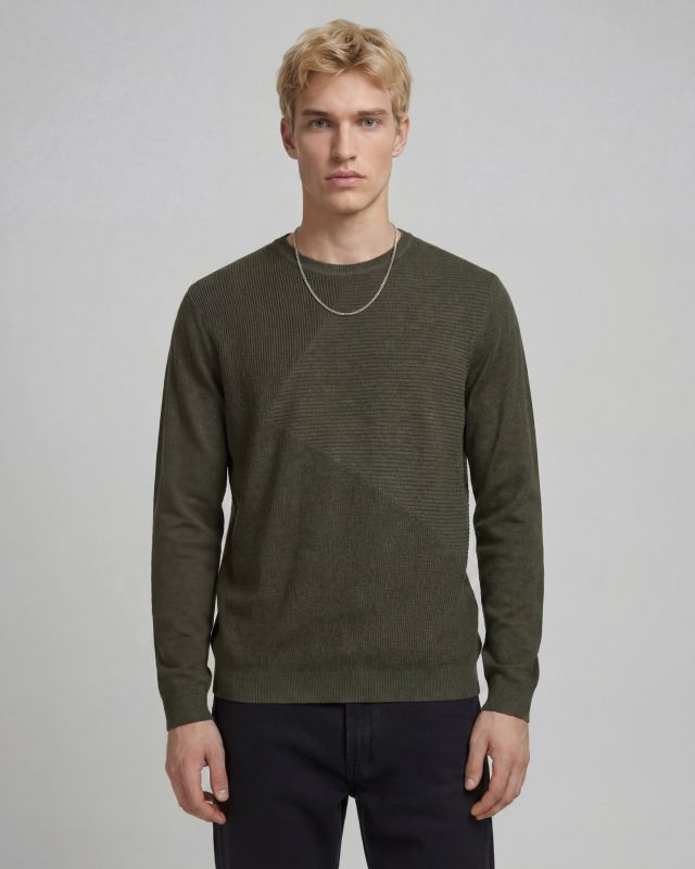 JACK&JONES - Maglia manica lunga Rebneo Knit Crew Neck verde