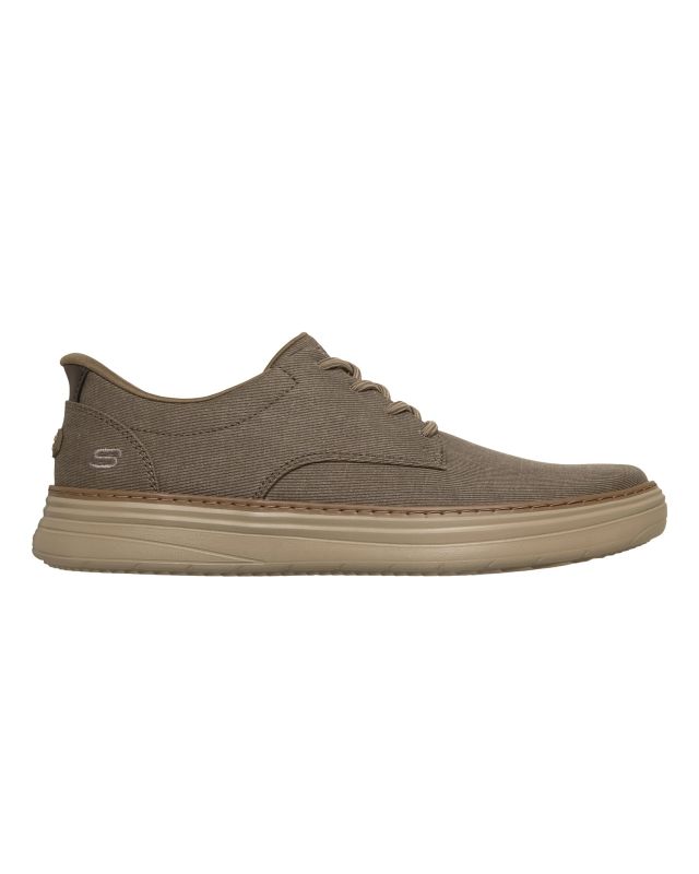 SKECHERS - HYLAND - JUSTINO - Scarpa taupe da uomo con tomaia in tela e lacci elastici fissi