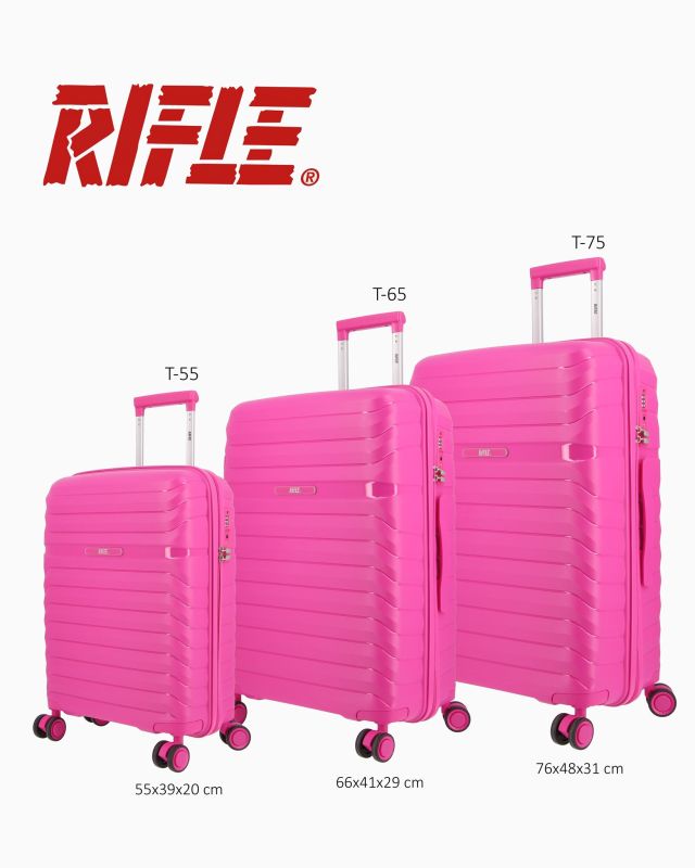 RIFLE - TROLLEY FUXIA IN ABS 4 RUOTE CON COMBINAZIONE TSA