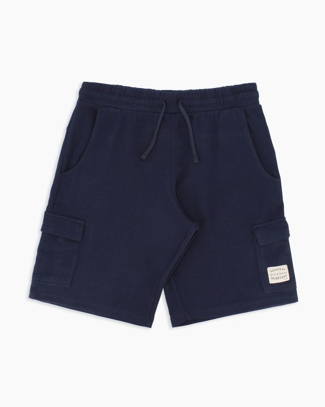 BROKER'S - Bermuda blu scuro in cargo piquet