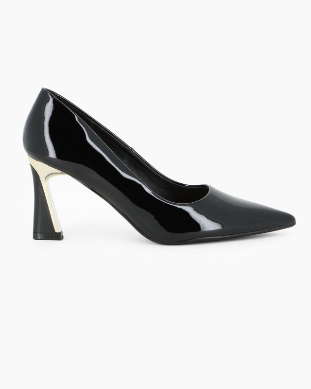 MISS GLOBO - Décolleté nera in vernice con sottopiede in VERA PELLE, tacco 7,5CM