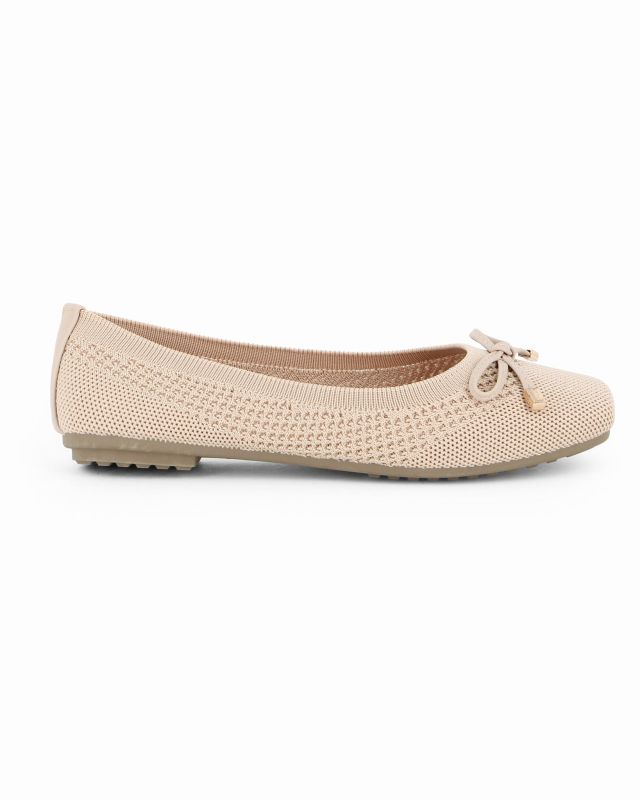 TATOO - Ballerina beige intrecciata con fiocco