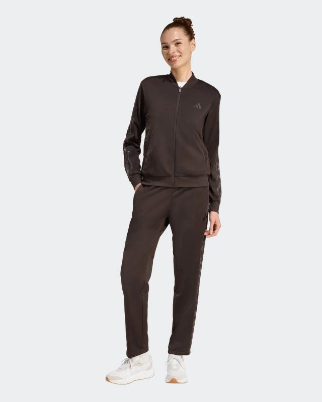 ADIDAS -  TUTA COMPLETA FULL ZIP MARRONE CON DETTAGLI ANIMALIER  DA DONNA, KB8933