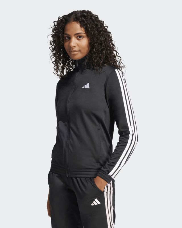 ADIDAS -FELPA DONNA FULL ZIP NERA E BIANCA 3S TT TRIC -JC8889