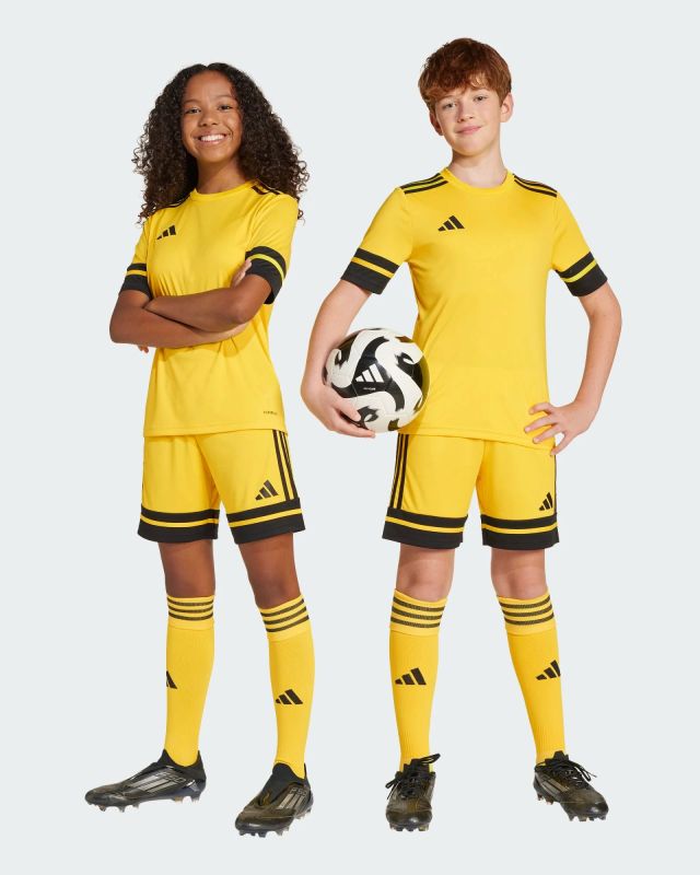 ADIDAS - PANTALONCINO DA ALLENAMENTO JUNIOR GIALLO E NERO SQUA25  -JJ2421