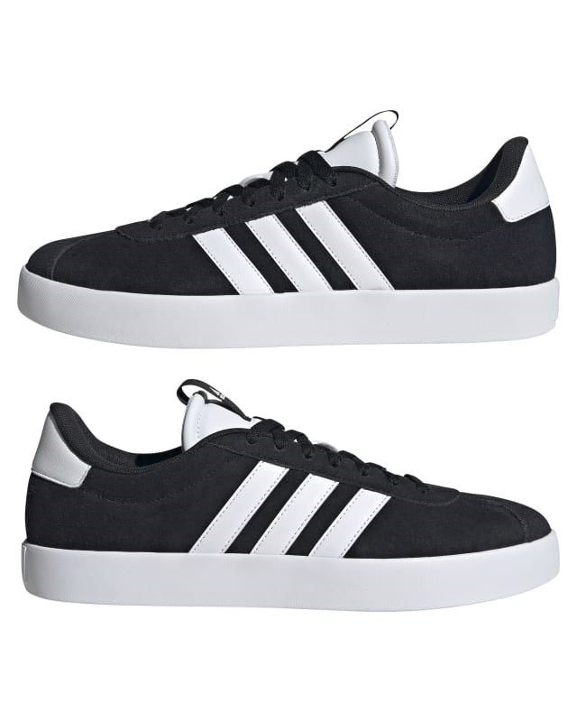 ADIDAS - Scarpa da uomo nera e bianca in VERA PELLE scamosciata - VL COURT 3.0 ID6278