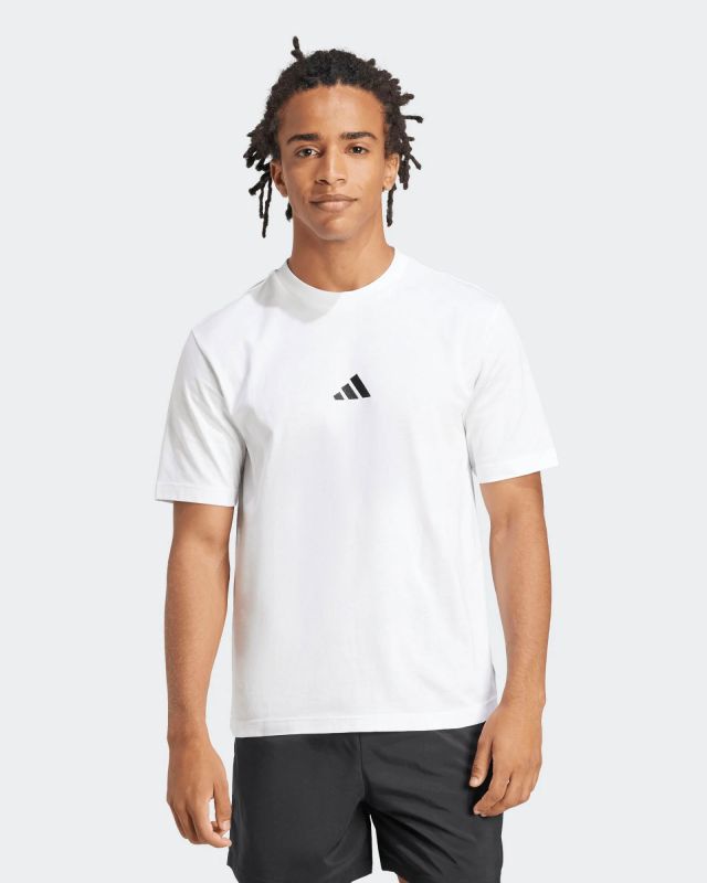 ADIDAS - T-SHIRT BIANCA DA UOMO  MEZZA MANICA ESSENTIAL SMALL LOGO - JF1092