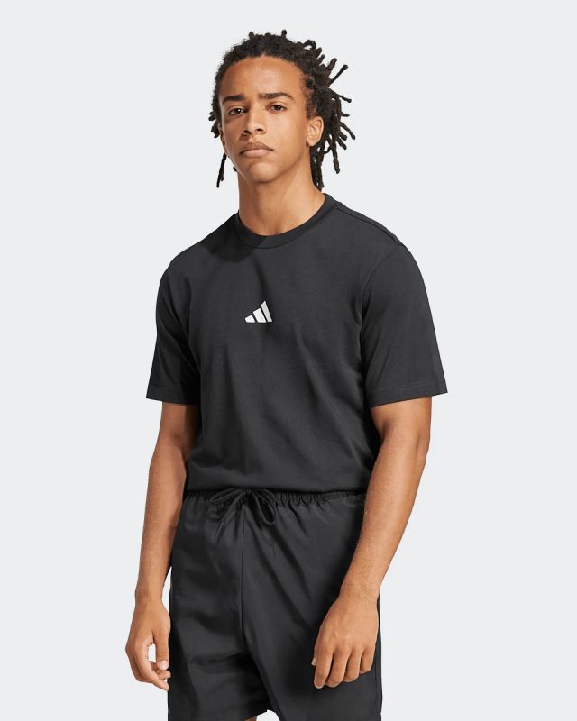 ADIDAS -T-SHIRT UOMO MEZZA MANICA NERA ESSENTIALS SMALL LOGO -  JE9024
