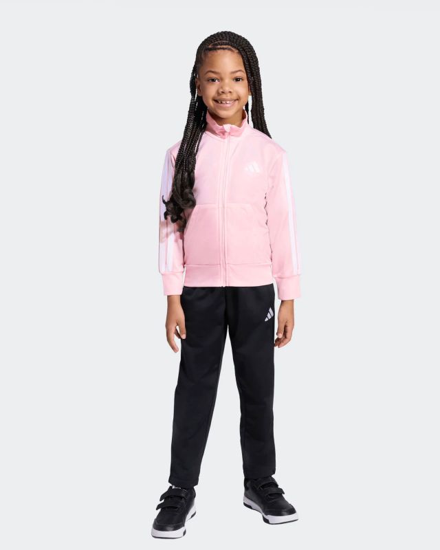 ADIDAS - TUTA COMPLETA KIDS ROSA CON 3 BANDE BIANCHE ESSENTIALS CLIMACOOL - JX8771
