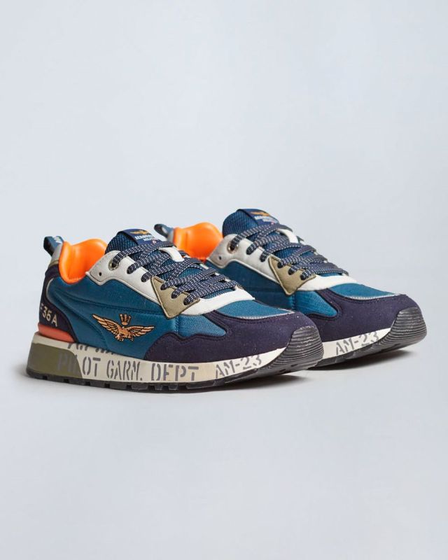 AERONAUTICA MILITARE - SNEAKERS CON SUOLA STAMPATA BLU SCURO/BLU CHIARO - 276CT3332_94657