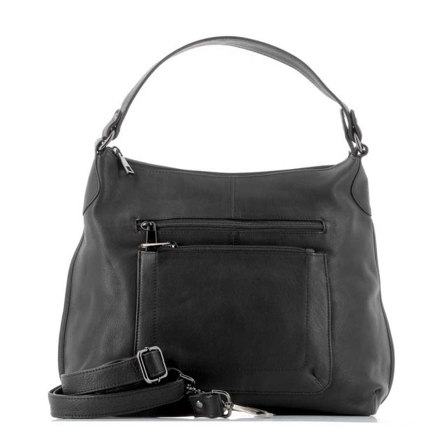 ALEX&CO - Borsa un manico in VERA PELLE con doppia tasca frontale e tracolla rimovibile