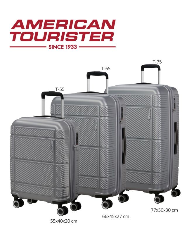 AMERICAN TOURISTER - TROLLEY GRIGIO IN ABS 4 RUOTE CON COMBINAZIONE TSA